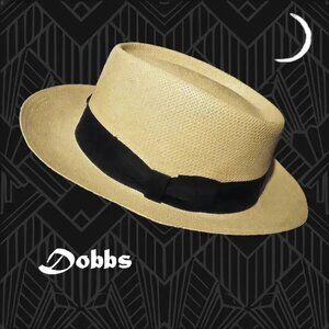 Men's Vintage Pork Pie Hat, Dobbs Spring Summer Straw Headwear